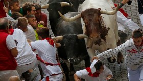 Cornadas y sangre en Pamplona