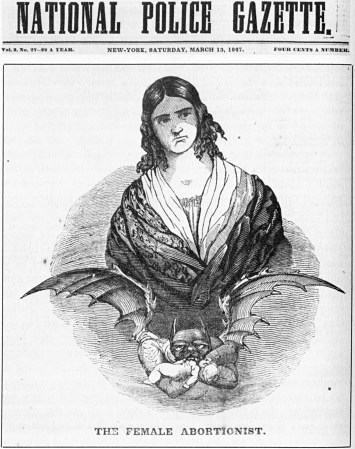 Así retrataba la revista a a las mujeres que practicaban abortos en 1847, como criminales guiadas por un diablo que se comía a los bebés.