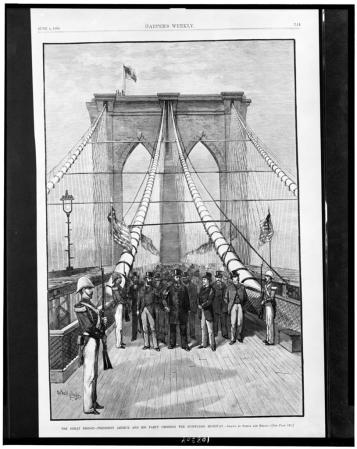 El 24 de mayo de 1883, el presidente Chester Arthur inauguró oficialmente el Brooklyn Bridge ante más que 14,000 invitados.