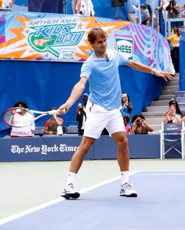 Federer durante el Día de los Niños, Arthur Ashe Kids' en el Centro Nacional de Tenis Billie Jean King en Nueva York.