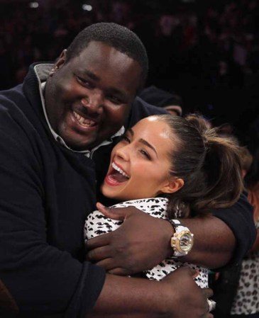 El actor Aaron Quinton (The Blind Side) y la Miss Universo 2012 Olivia Culpo