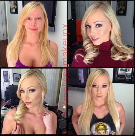 Brea Bennett antes y después del maquillaje.