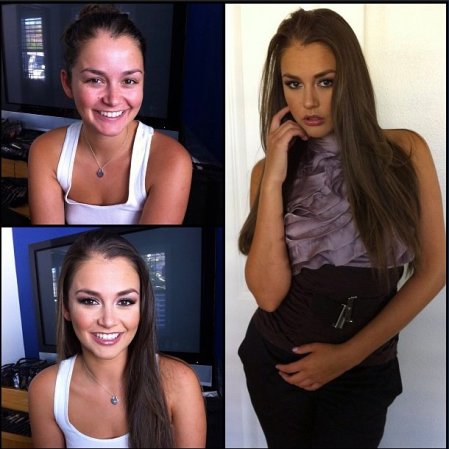 Allie Haze antes y después del maquillaje.