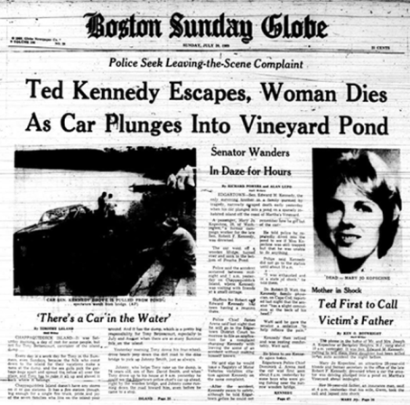 Mary Jo Kopechne no era famosa, pero sí lo era el hombre que conducía el auto en el que ambos viajaban: Ted Kennedy. Mary Jo falleció al chocar el vehículo en un puente de Masachusets, el 18 de junio de 1969. Su muerte perjudicó la carrera política del menor de los hermanos Kennedy.