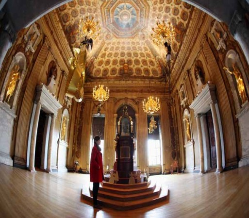 LONDON, ENGLAND - MARCH 20: A woman admires the decor in The Cupola Room in Kensington Palace on March 20, 2012 in London, England. Kensington Palace is due to reopen to the public on March 26, 2012 following a 12 million GBP renovation project. The refurbishment has seen the renovation of the King and Queen's state apartments, a display of dresses worn by Diana, Princess of Wales and an exhibition charting the life of Queen Victoria. (Photo by Oli Scarff/Getty Images)