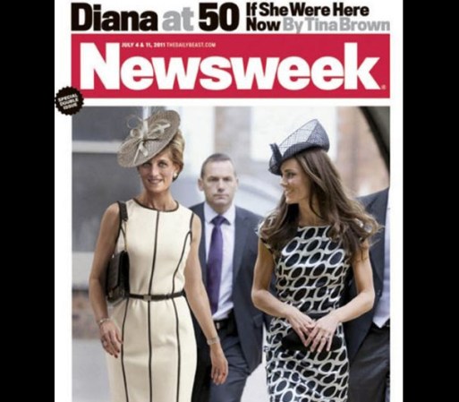 Newsweek publicó una foto de la princesa Diana caminando al lado de Kate Middleton, esto enfureció a miles de personas. La revista dijo que quería renovar la memoria de Diana y enseñar cómo sería su vida si no se hubiera muerto.