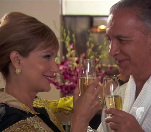Francisca y Vicente se ven en un hotel. Paula los sigue, se hace pasar por camarera y les pone algo en la copa. Francisca y Vicente brindan.