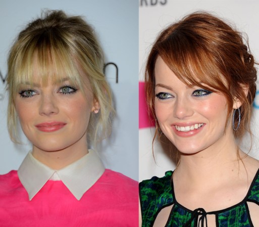 Emma Stone luce hermosa de rubia y de pelirroja, pero le resaltan más los ojos con tonos rojizos.