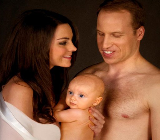 La familia real al natural en esta foto falseada.
