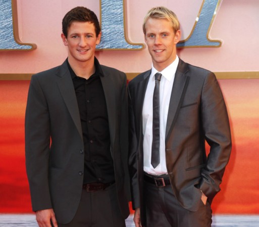 Entre los mas aplaudidos en la alfombra roja de Titanic 3D estuvieron los nadadores Michael Jamieson y Ross Davenport, ambos verdaderos ídolos de las jovencitas.
