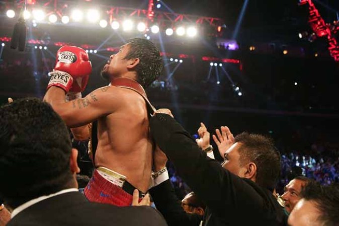 Paris Hilton, testigo de la derrota de Ríos frente a Pacquiao.