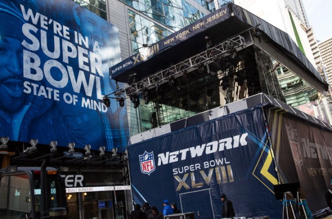 Varias cuadras de la avenida Broadway fueron cerradas para convertirlas en “Super Bowl Boulevard”, con motivo de la semana del Super Bowl XLVIII.