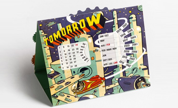 Calendario perpetuo del mañana. Adquiérelo en laurenceking.com, $10.