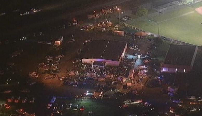 El almacén donde se recibía a las personas lesionadas y en necesidad de ayuda, situado a un lado del estadio.