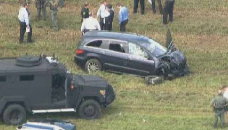 Imágenes tomadas por el helicóptero, tras la muerte de Medina y el suicidio de Feliú.