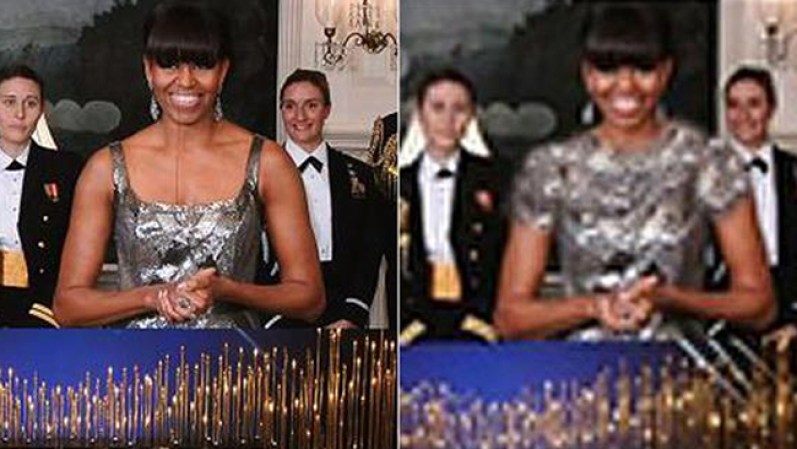 Todos recordamos los premios “Oscar” del 2013 cuando la primera dama Michelle Obama apareció en un hermoso vestido plateado. Pero cuando las autoridades en Irán lo pasaron, lo modificaron y le pusieron un vestido más “modesto”.