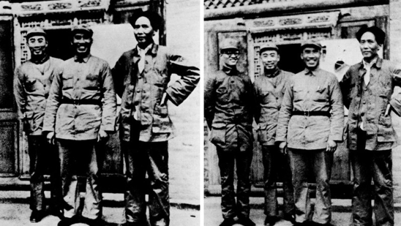 Pero Stalin no era el único que hacia eso… ésta foto muestra como Mao Tse-tung (derecha) “borro del mapa” a Po Ku (izquierda).