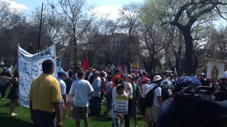 MAYO 1, 2013 - Imágenes de Union Park, en Chicago, sitio de partida de una marcha en pro de la inmigración.