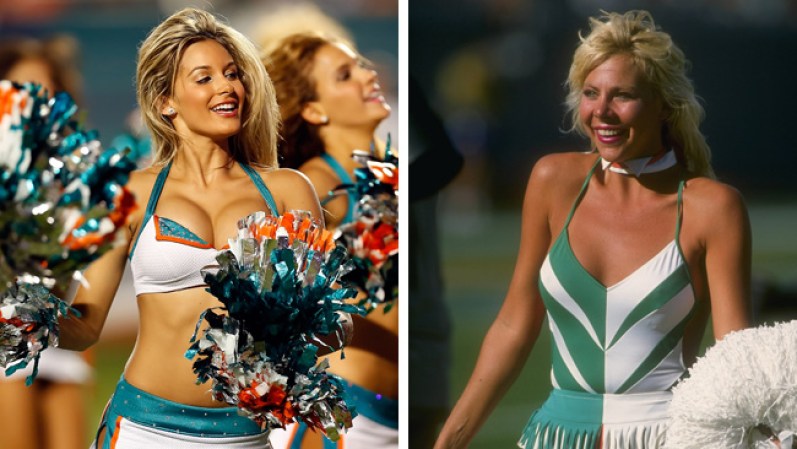El uniforme, el ejercicio, las dietas y hasta las cirugías han cambiado la estética de las cheerleaders en 25 años. Aquí podemos ver a dos porristas de los Dolphins de Miami en el 2012 y en 1988. ¿Cuál te parece más sexy?