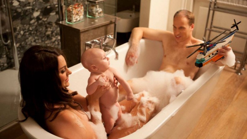 Otra imagen en la bañera en este foto-montaje.