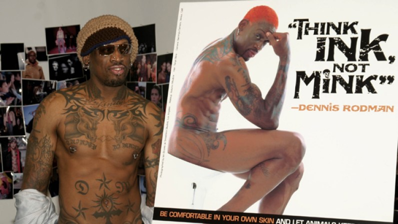 Cuando de tatuajes se trata, no se puede dejar fuera al extravagante ex jugador de la NBA, Dennis Rodman.