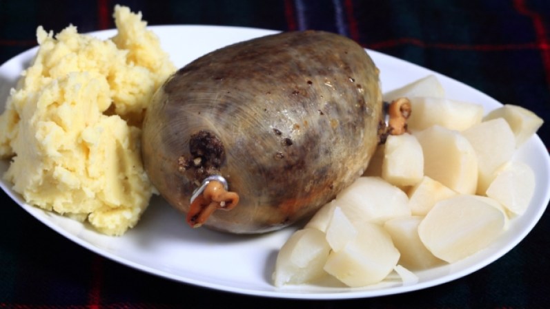 Haggis. El plato nacional Escocés está compuesto por corazón, pulmones e hígado de oveja sutilmente presentados dentro del estomago embuchado del animal. Se recomienda tener un buen whisky a mano para pasarlo.
