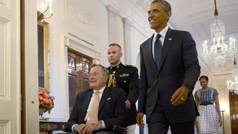 George Bush y Barack Obama.
