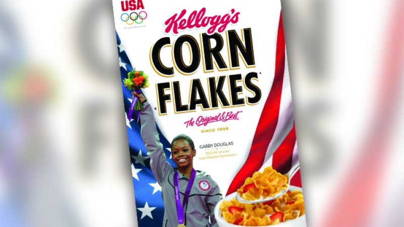 Gabby Douglas, Women's Gymnastics All-Around Champion to be Featured on Kellogg's(R) Corn Flakes(R). (PRNewsFoto/Kellogg Company)