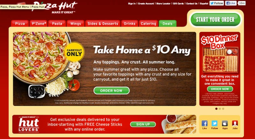 Pizza Hut <br /><br />Industria: Comidas <br /><br />Puestos de trabajo: Encargado de delivery, Gerente de restaurante <br /><br />Las plazas son para: Florida, Indiana, Illinois, California, Kentuky, Mississippi