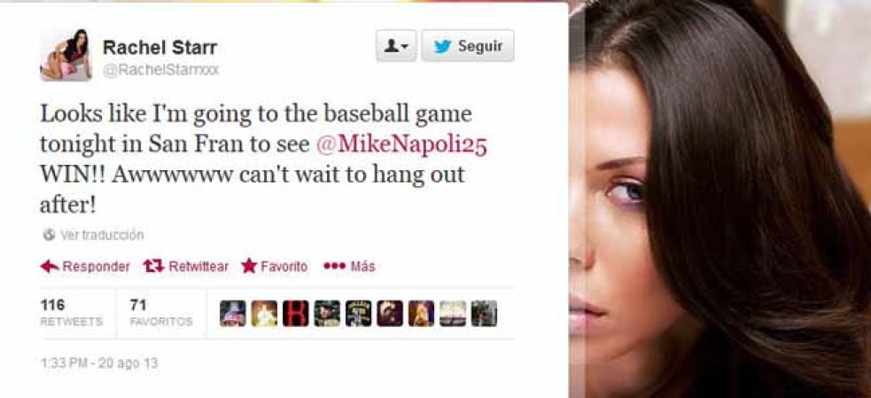 La actriz estaría tan emocionada con Napoli que hasta anunció en su cuenta de Twitter que iba a verle jugar al estadio y que deseaba que empezara la fiesta tras el partido.