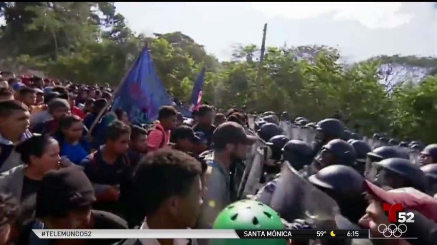 Guardia Nacional frena el paso de la caravana de migrantes