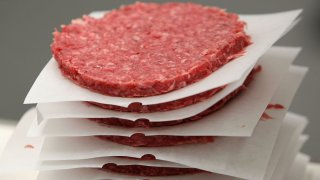 A stack of ground beef patties