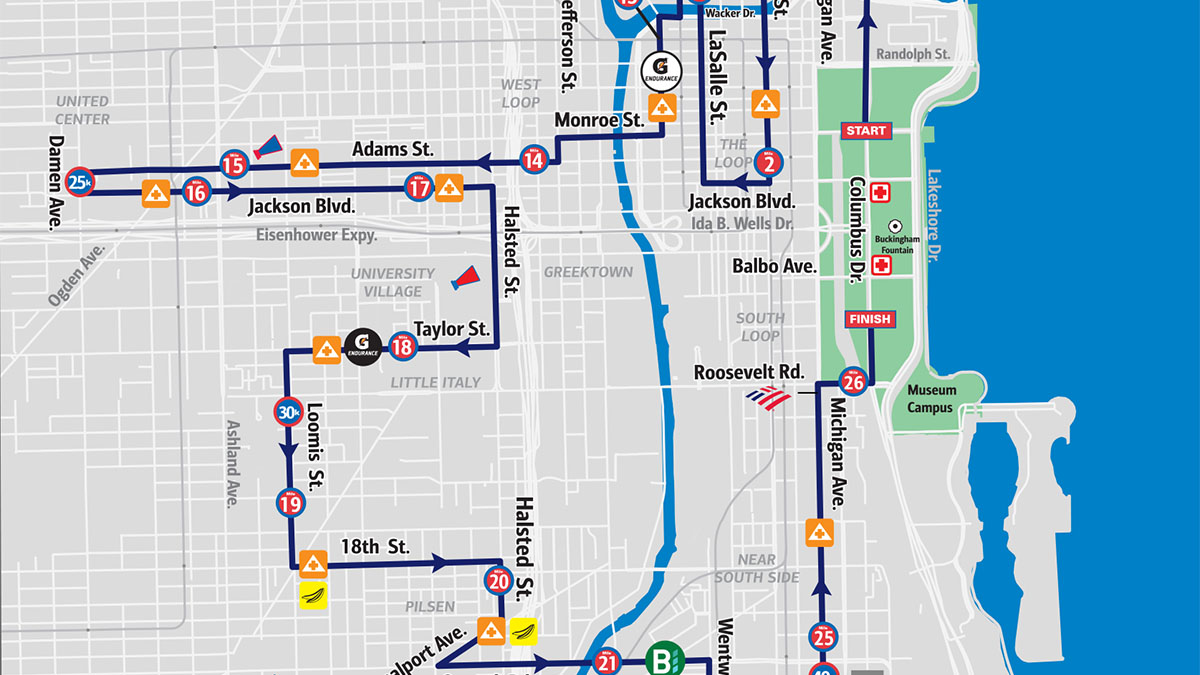 Mira el mapa con la ruta del Bank of America Chicago Marathon
