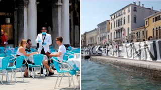 Residentes de Venecia protestan en contra del turismo de masas.