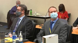 In this image from video, defense attorney Eric Nelson, left, and former Minneapolis police officer Derek Chauvin listen as Hennepin County Judge Peter Cahill presides over pre-trial motions prior to opening statements, March 29, 2021, in the trial of Chauvin, in the May 25, 2020, death of George Floyd in Minneapolis, Minnesota.