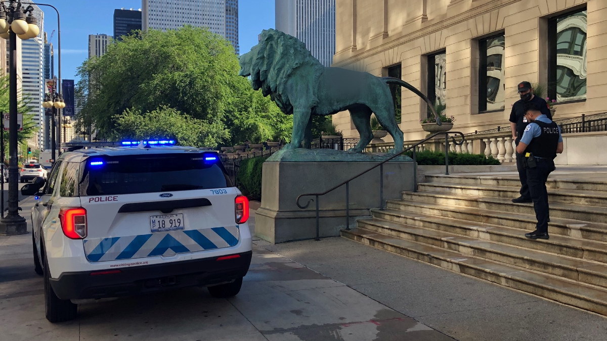 Vandalizan los icónicos leones del Museo del Instituto de Arte de Chicago –  Telemundo Chicago