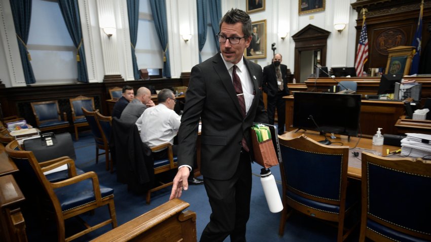 KENOSHA, WISCONSIN – NOVEMBER 11: Assistant District Attorney Thomas Binger walks into the courtroom for the start of the day during Kyle Rittenhouse’s trail at the Kenosha County Courthouse  on November 11, 2021 in Kenosha, Wisconsin. Rittenhouse is accused of shooting three demonstrators, killing two of them, during a night of unrest that erupted in Kenosha after a police officer shot Jacob Blake seven times in the back while being arrested in August 2020. Rittenhouse, from Antioch, Illinois, was 17 at the time of the shooting and armed with an assault rifle. He faces counts of felony homicide and felony attempted homicide. (Photo by Sean Krajacic-Pool/Getty Images)