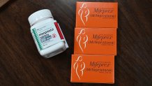 Mifepristone (Mifeprex) and Misoprostol, the two drugs used in a medication abortion, are seen at the Women's Reproductive Clinic, which provides legal medication abortion services, in Santa Teresa, New Mexico, on June 17, 2022. Mifepristone is taken first to stop the pregnancy, followed by Misoprostol to induce bleeding. - In the wake of Friday's ruling by the US Supreme Court striking down Roe v Wade and the federally protected right to an abortion, women from Texas and other states are traveling to clinics like the Women's Reproductive Health Clinic in New Mexico for legal abortion services under the state's more liberal laws. - RESTRICTED TO EDITORIAL USE (Photo by Robyn Beck / AFP) / RESTRICTED TO EDITORIAL USE (Photo by ROBYN BECK/AFP via Getty Images)