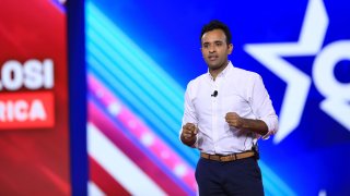 Vivek Ramaswamy, presidente y fundador de Montes Archimedes Acquisition Corp., durante la Conferencia de Acción Política Conservadora (CPAC) en Dallas, Texas, en agosto de 2022.