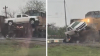 Captan en video el momento en que un tren y un camión remolque chocan en Texas