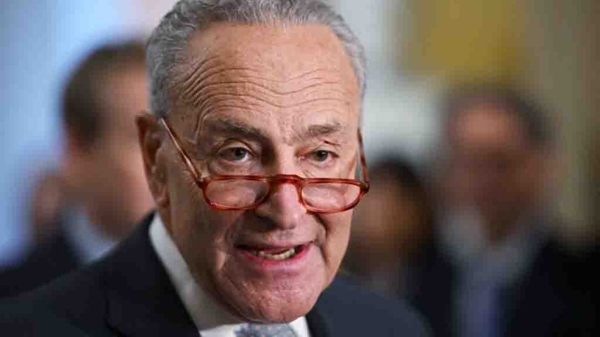 US Senate Majority Leader Chuck Schumer (D-NY) speaks during a news conference following Senate Democrat policy luncheons at the US Capitol in Washington, DC, on June 13, 2023. (Photo by Mandel NGAN / AFP) (Photo by MANDEL NGAN/AFP via Getty Images)