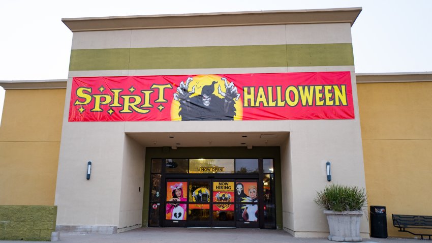 Facade of seasonal Halloween decor store Spirit Halloween at a shopping center in Dublin, California, August 23, 2018. (Photo by Smith Collection/Gado/Getty Images)