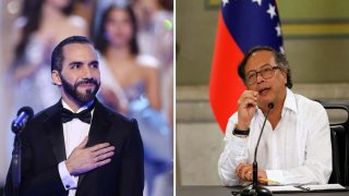 El presidente de El Salvador, Nayib Bukele, y el dirigente colombiano, Gustavo Petro.