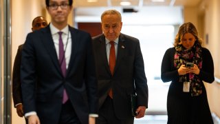 El líder mayoritario en el Senado, Chuck Schumer., este jueves, en el Congreso.