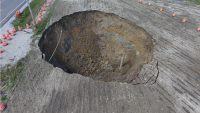 Huge sinkhole leads to closure of State Route 185 in central Illinois