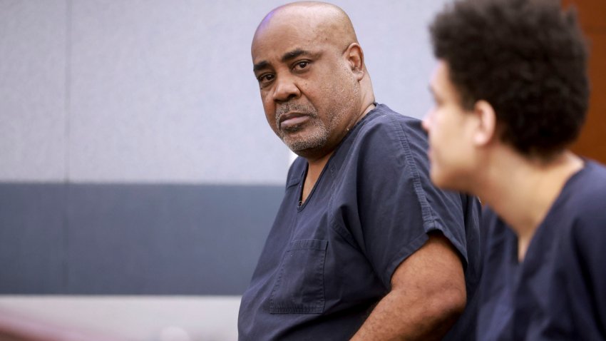 Duane “Keffe D” Davis, acusado de orquestar el asesinato en 1996 del ícono del hip hop Tupac Shakur, en corte en el Centro de Justicia Regional en Las Vegas, el martes 25 de junio de 2024. (K.M. Cannon/Las Vegas Review-Journal via AP, Pool)