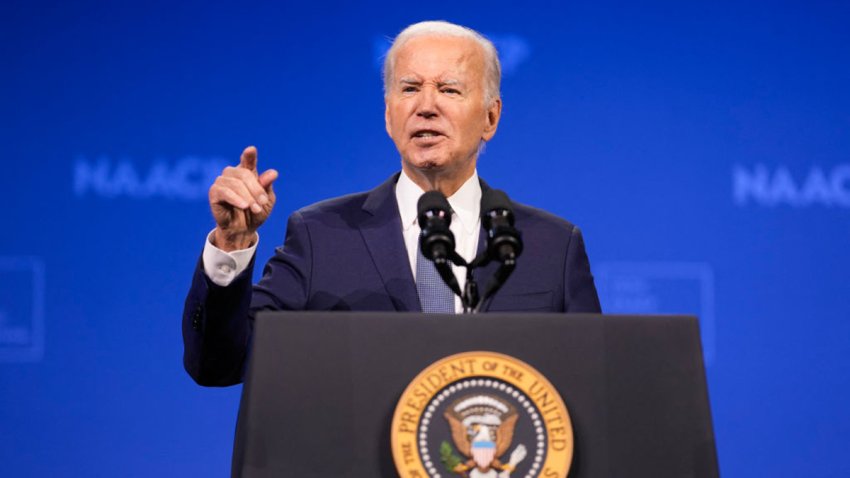 US President Joe Biden speaks during the 115th National Association for the Advancement of Colored People (NAACP) National Convention in in Las Vegas, Nevada, on July 16, 2024.  (Photo by Kent Nishimura / AFP) (Photo by KENT NISHIMURA/AFP via Getty Images)