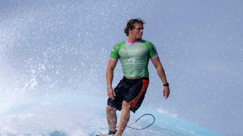 TEAHUPO'O, FRENCH POLYNESIA - JULY 27: Alan Cleland Quinonez of Team Mexico exits a wave during round one of surfing on day one of the Olympic Games Paris 2024 at on July 27, 2024 in Teahupo'o, French Polynesia. (Photo by Ed Sloane/Getty Images)