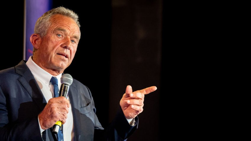 AUSTIN, TEXAS – MAY 13: Independent Presidential candidate Robert F. Kennedy Jr. speaks to attendees during a campaign rally at Brazos Hall on May 13, 2024 in Austin, Texas. Kennedy and his running mate Nicole Shanahan, a Silicon Valley millionaire, rallied with supporters as they continue campaigning across the country for presidency ahead of the November 5, 2024 general election. (Photo by Brandon Bell/Getty Images)