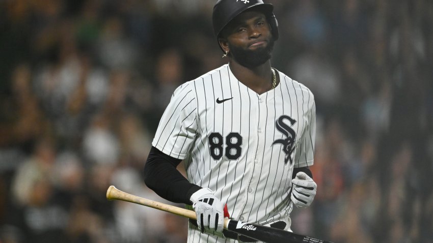 CHICAGO, ILLINOIS – AUGUST 30: Luis Robert Jr. #88 of the Chicago White Sox reacts after popping up with the bases loaded in the second inning against the New York Mets at Guaranteed Rate Field on August 30, 2024 in Chicago, Illinois. (Photo by Quinn Harris/Getty Images)